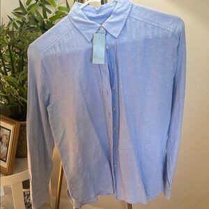 LOFT Light Blue Linen Button Down Shirt